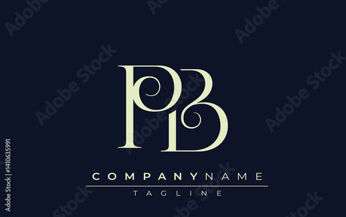 PB abstract Logo. Elegantly Designed Minimalist Monogram Logo with Stylish Lettering. Sophisticated and sleek minimalist monogram showcasing unique lettering design.