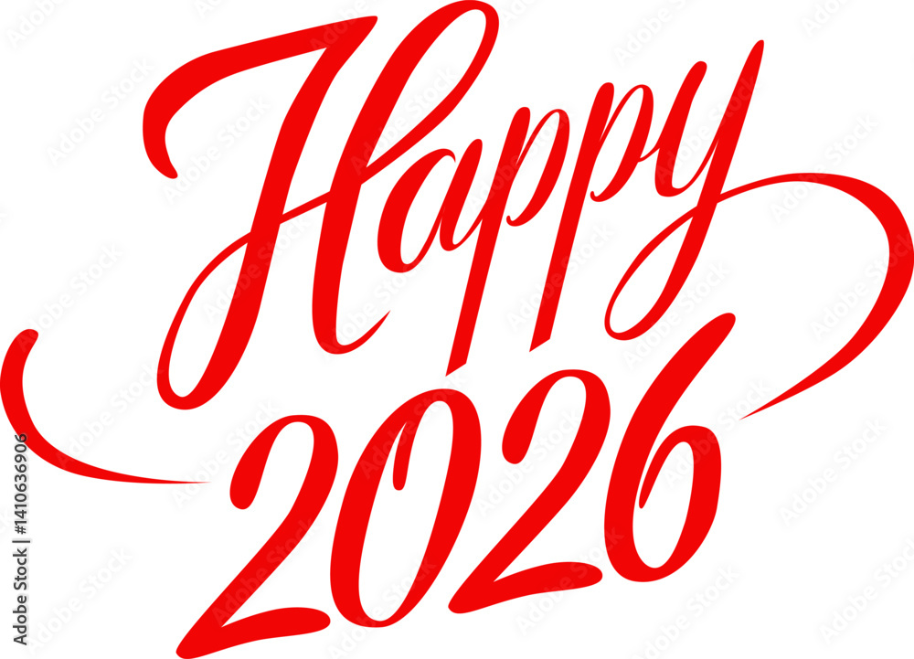 Happy 2026. Vector typography design for Happy New Year greeting cards and posters. Red ink. Happy 2026. Vector typography design for Happy New Year greeting cards and posters. Red ink.