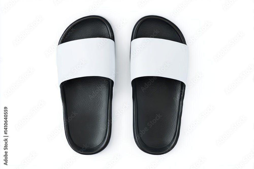 Pair of slides sandals isolated on white background Pair of slides sandals isolated on white background