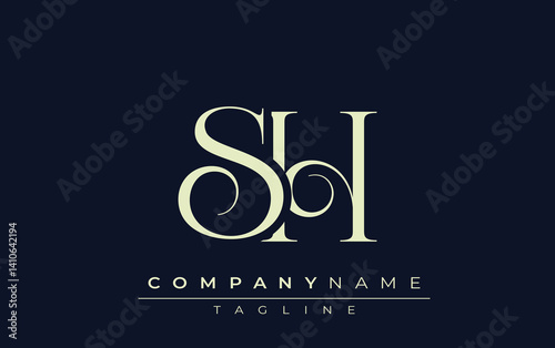 SH abstract Logo. Elegantly Designed Minimalist Monogram Logo with Stylish Lettering. Sophisticated and sleek minimalist monogram showcasing unique lettering design.