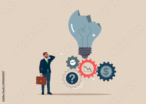 Investment in leadership restoration. Faith in victory. Human hand hold dollar coin puts in burnt out bulb. Modern vector illustration in flat style. 