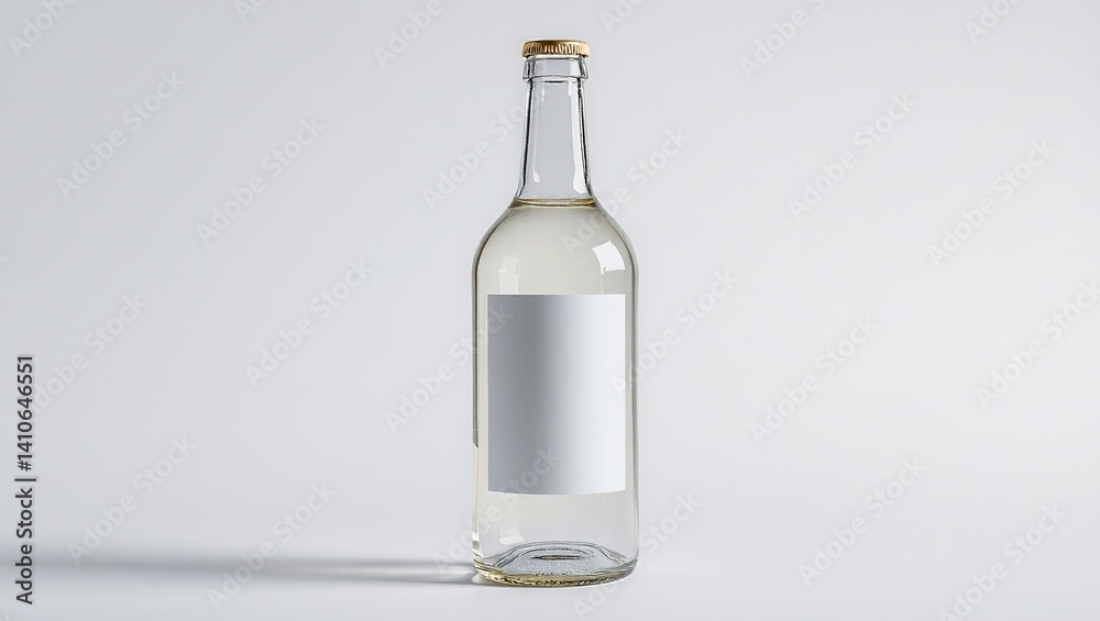 Fototapeta premium Minimalist Glass Bottle Mockup with Clean Label Design
