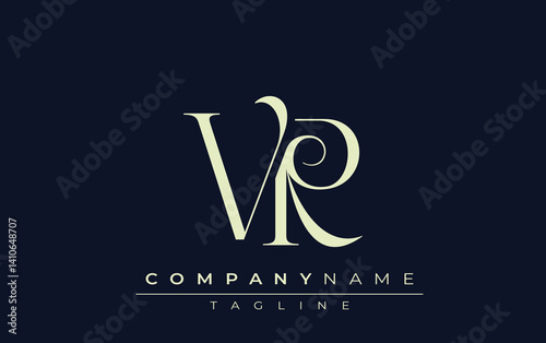 VR abstract Logo. Elegantly Designed Minimalist Monogram Logo with Stylish Lettering. Sophisticated and sleek minimalist monogram showcasing unique lettering design.