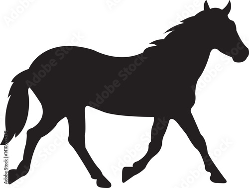 Horse silhouette flat icon. Running, jumping, trotting, rearing horse vector isolated on transparent background. Wild animal symbol vector illustration.