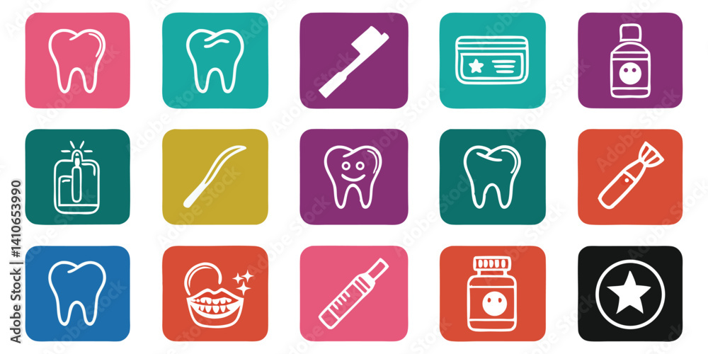 Adobe Illustrator ADental Practice Vector Icons Set with Tooth Care Tools and Oral Hygiene Symbolsrtwork Adobe Illustrator ADental Practice Vector Icons Set with Tooth Care Tools and Oral Hygiene Symbolsrtwork