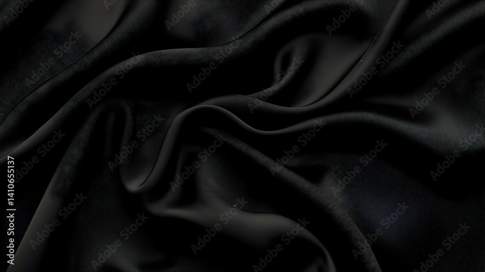 Fototapeta premium Draped Black Fabric With Subtle Pattern