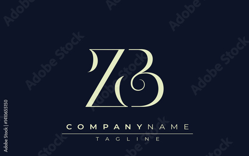 ZB abstract Logo. Elegantly Designed Minimalist Monogram Logo with Stylish Lettering. Sophisticated and sleek minimalist monogram showcasing unique lettering design.