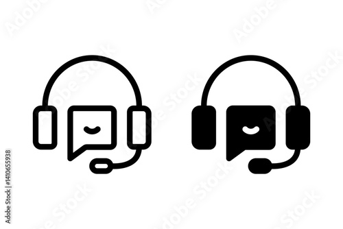 Customer service icon with headset and speech bubble. support, help, and assistance. Ideal for websites, apps, contact us, and online support