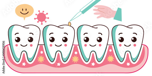 Dental Practice Vector with Healthy and Infected Teeth Illustration for Oral Care