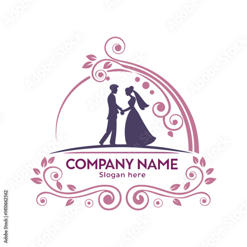 Elegant wedding logo with a couple