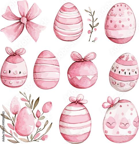 set of pink easter eggs