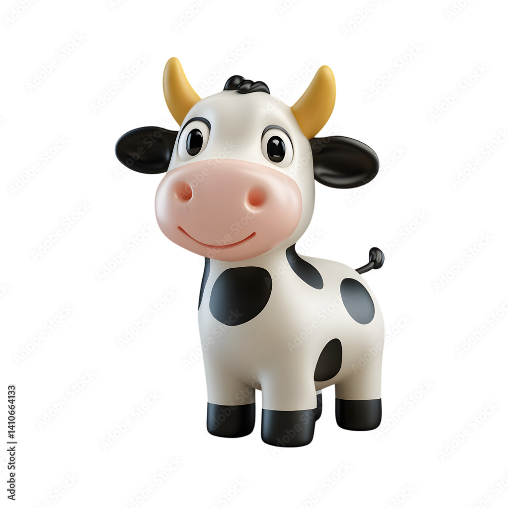 3D render of a cute cow isolated on transparent background 3D render of a cute cow isolated on transparent background