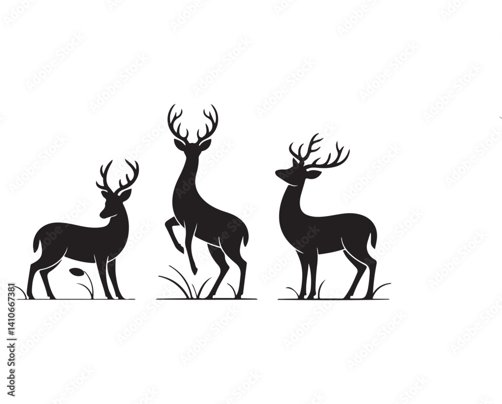 Fototapeta premium set of deer silhouettes