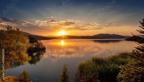 Sunset Over the Lake