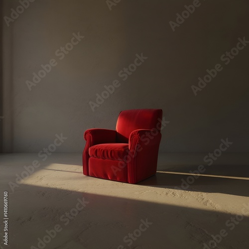 red leather sofa in the middle of a room