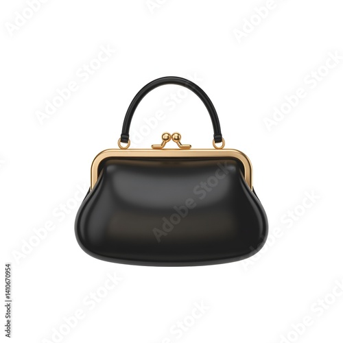 black leather bag on white background