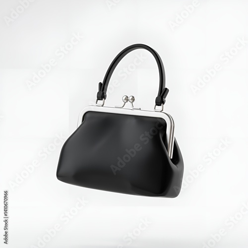 black leather bag on white background