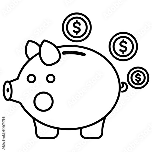 piggy bank and coins
