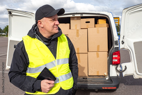 Delivery worker in a high-v...