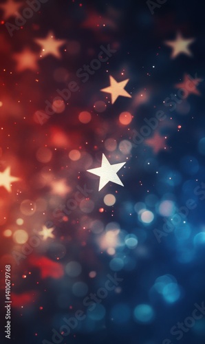 blurred background of sparkling Bengal fire sparklers with bokeh lights on American theme, for veteran's day. May day, Labor day and memorial day and 4th july