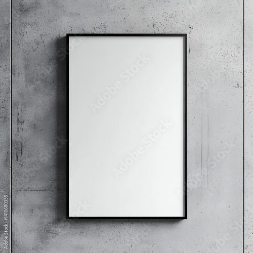 Minimalist framed artwork or poster mock-up on a textured concrete wall surface