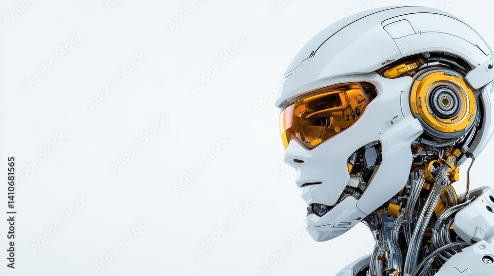 A close-up view of a sleek white robotic head showcases intricate details and innovative technology, underscoring the advancements in artificial intelligence and robotics. A close-up view of a sleek white robotic head showcases intricate details and innovative technology, underscoring the advancements in artificial intelligence and robotics.