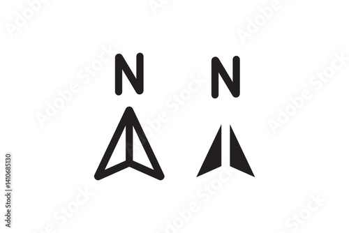 Compass direction north arrow icon set Vector