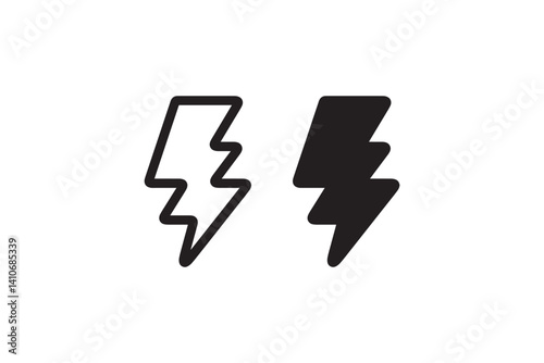 Electric bolt icon in outline and solid style Vector
