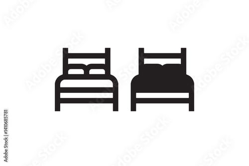 Hotel bed icon in outline and solid style Vector