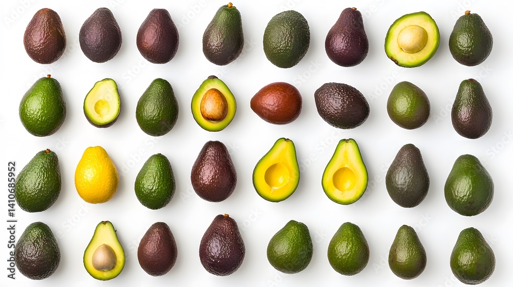 Ripe Avocados Flatlay Pattern. Ripe Avocados Flatlay Pattern.