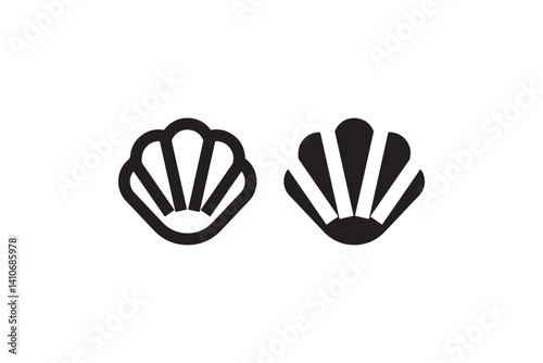 Seashell icon in outline and filled style Vector