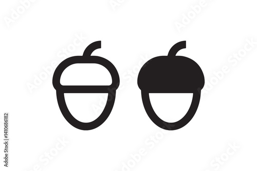 Acorn icon in outline and solid style Vector