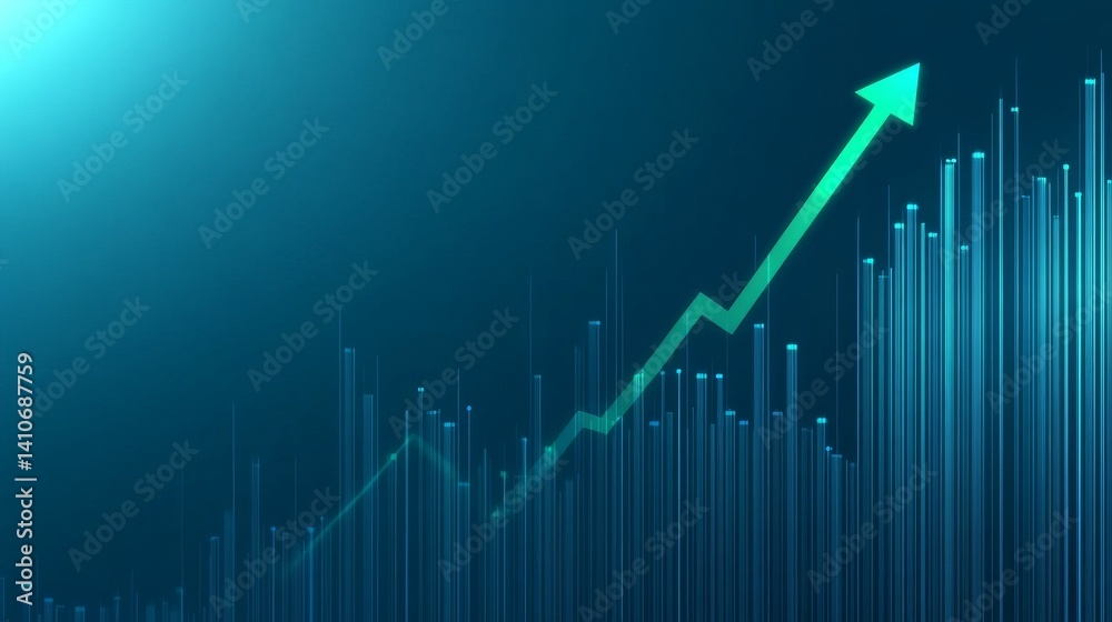 A rising green chart set against a market background symbolizes a bullish stock trend and financial growth A rising green chart set against a market background symbolizes a bullish stock trend and financial growth