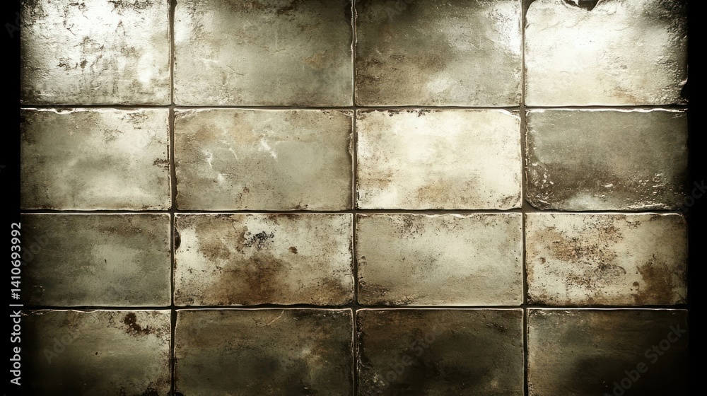 Naklejka premium Aged, rectangular tiles create a textured wall
