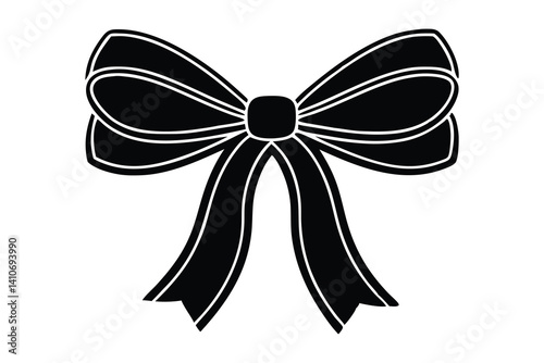 ribbon illustration bow silhouette vector logo holiday icon gift outline satin decoration celebration birthday silk tie elegant accessory fashion shape decorative knot tied for vector graphic See Less