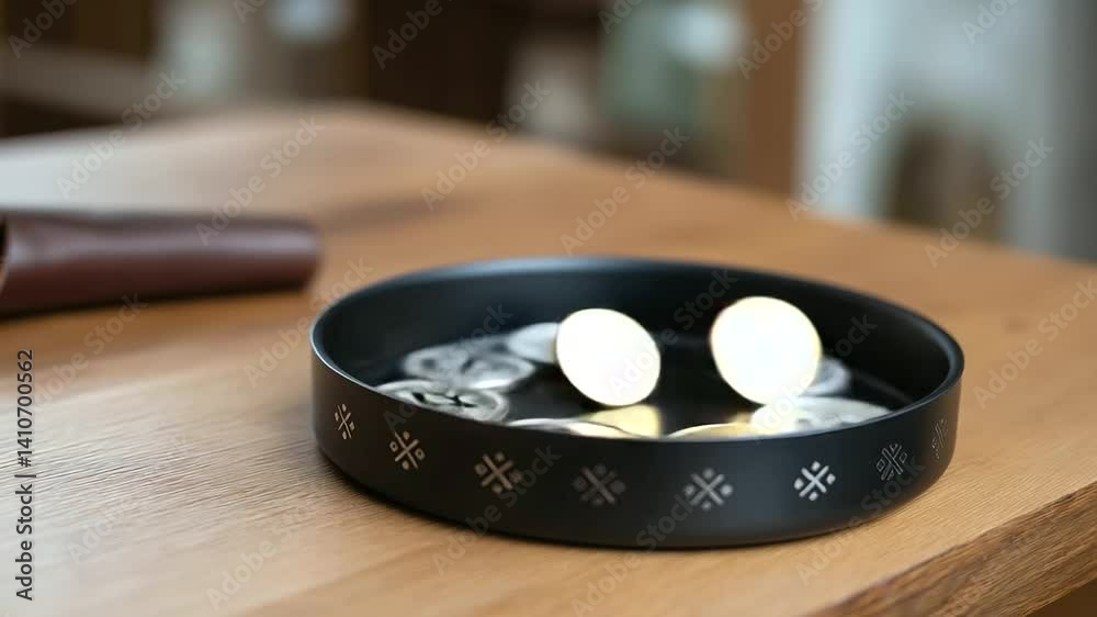 1_Matte Black Coin Tray with Silver Decentralized Finance Symbol