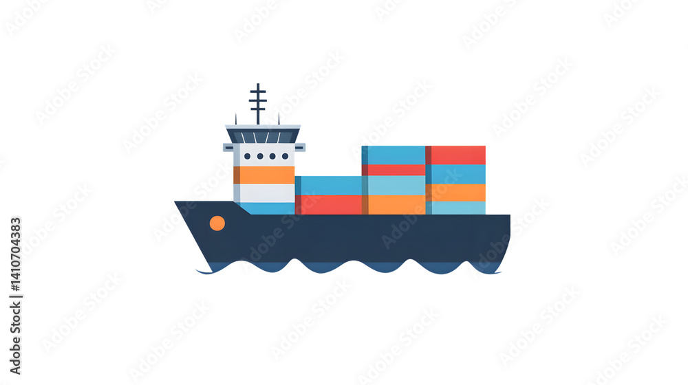 Obraz premium Container Ship Sailing on Calm Waters with Cargo Boxes