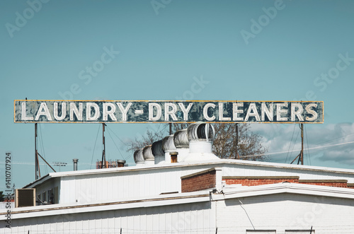 Old retro dry cleaners sign