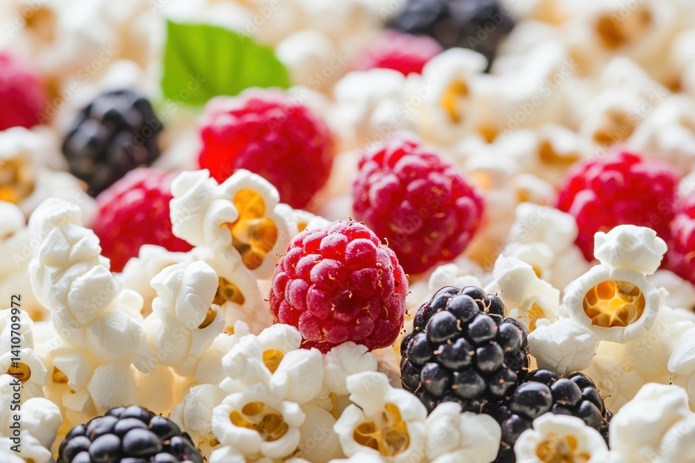 Popcorn and berry medley create a burst of flavor and color, offering a delightful snack, perfect for a sweet and savory craving. Popcorn and berry medley create a burst of flavor and color, offering a delightful snack, perfect for a sweet and savory craving.