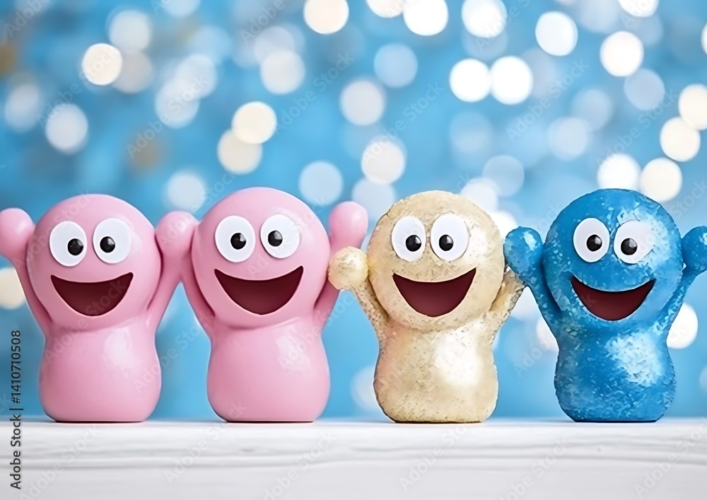 Obraz premium Joyful Emojis on White Surface