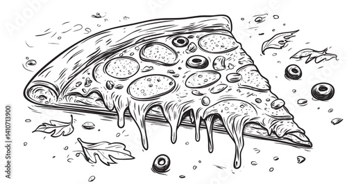 A slice of pizza with olives