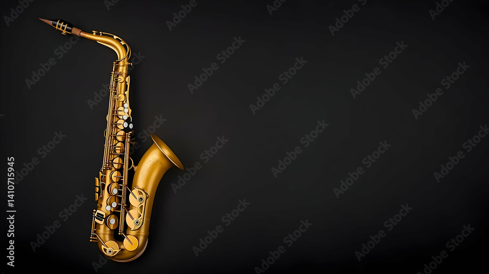 Obraz premium Golden Saxophone On Dark Background