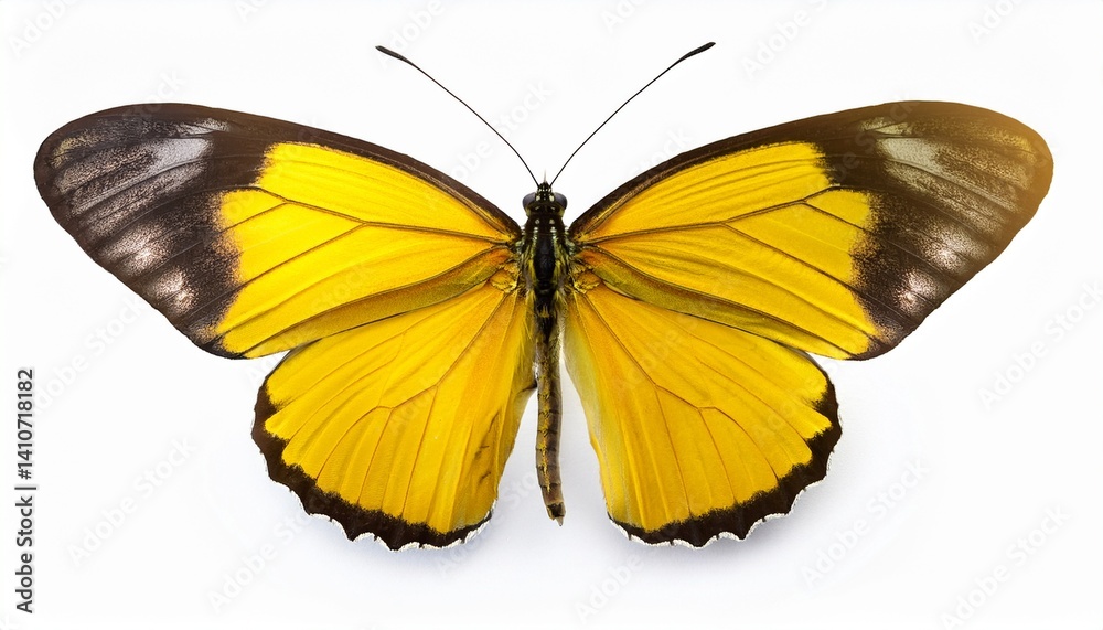 Fototapeta premium Cute yellow butterfly isolated on white background