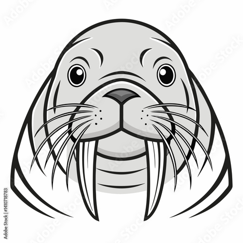 "Walrus Head Vector - High-Quality Animal Graphic Design File"
