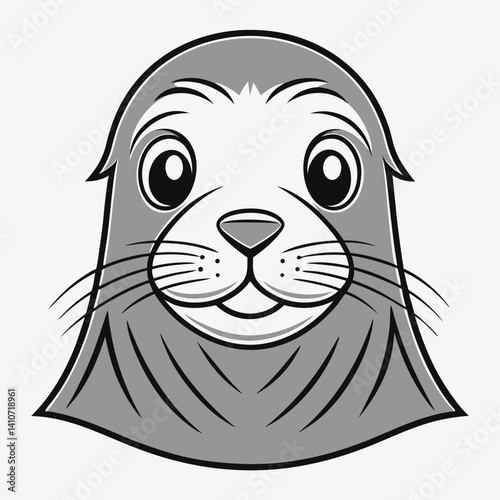 Sea Lion Head Vector - Animal Graphic Design Illustration