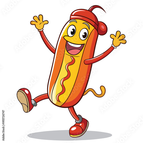 Happy hot dog character