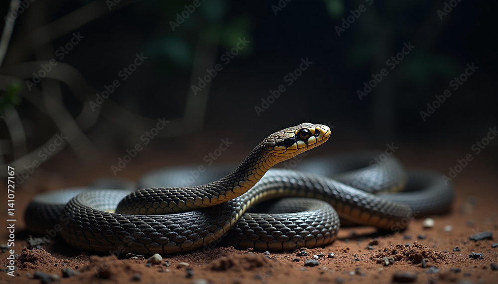 Obraz premium Close-Up of a Slithering Snake in Its Natural Habitat