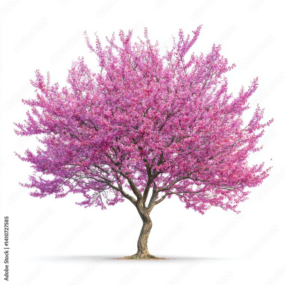 Fototapeta premium Tree with pink blossoms against isolated on white background
