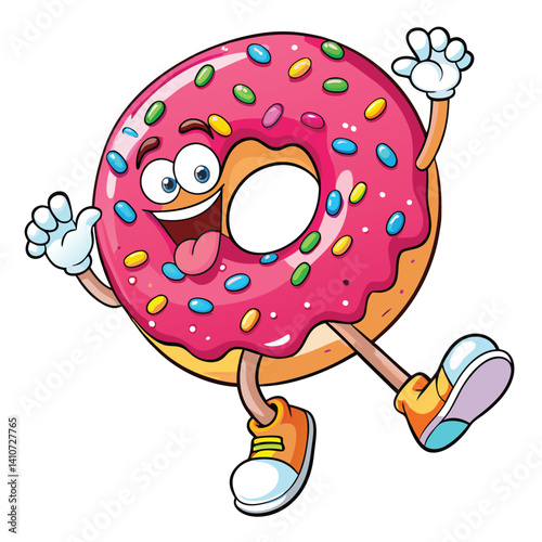 Happy donut with sprinkles