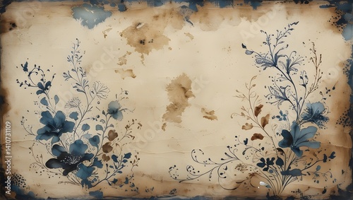 Vintage Dried Flowers on Textured Wooden Surface photo